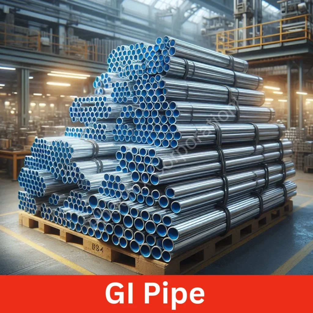 Galvanized Iron (GI) pipes in Kolkata displayed for plumbing and construction purposes.