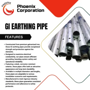 High-quality galvanized iron GI earthing pipes from Phoenix Corporation, available in various sizes and lengths.