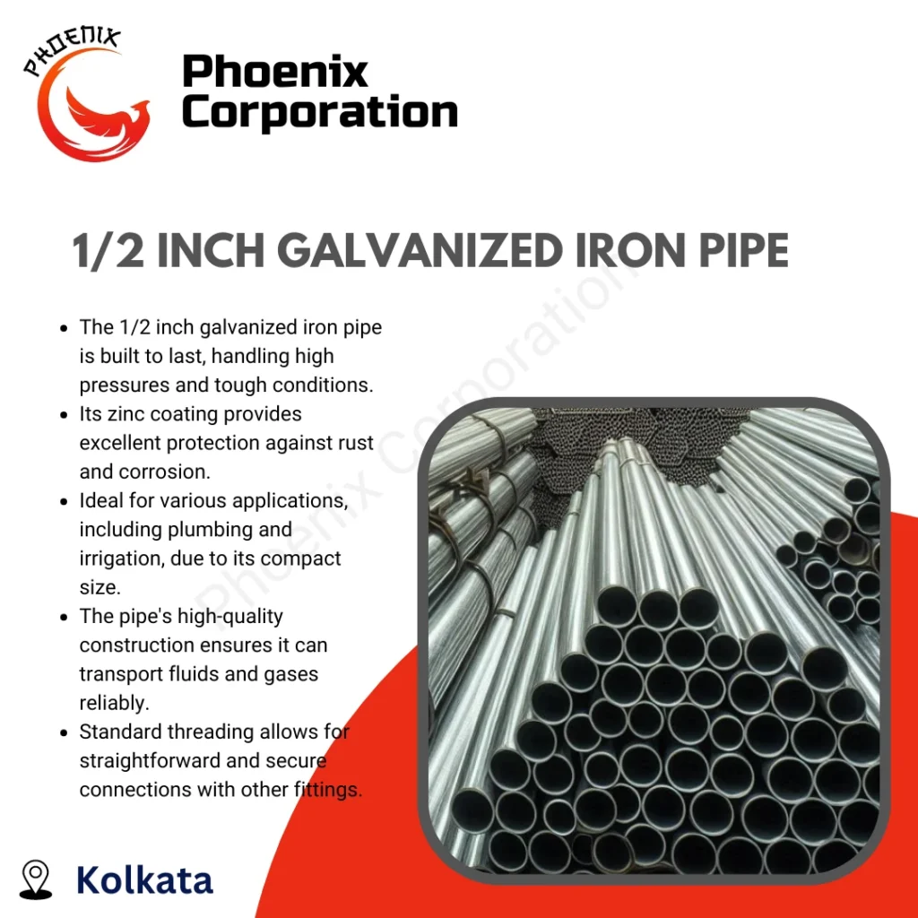 Close-up of a 1/2 inch galvanized iron pipe with a zinc coating, showcasing its durability and rust resistance