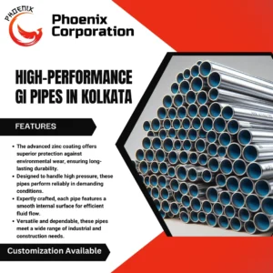 High-performance galvanized iron pipes with silver body and blue edges in Kolkata